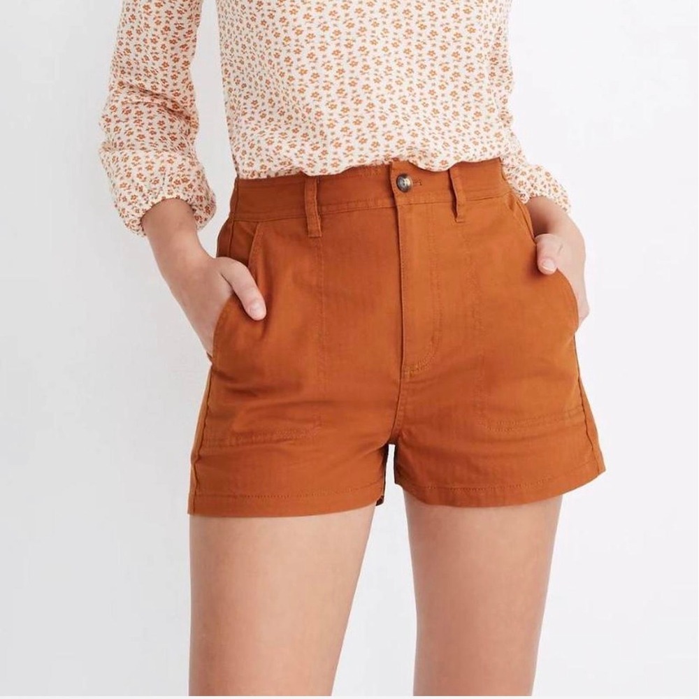 Madewell Womens High Rise Utility Shorts Burnt Orange Size Medium M Elastic Back